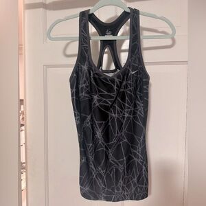 Nike Women's Black and Gray Patterned Tank Top